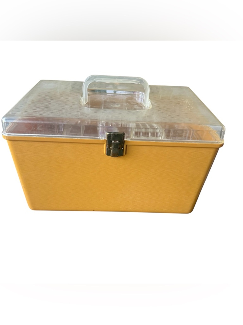 Vintage Wil-Hold Wilson Mfg Corp Plastic Sewing Box with 2 Trays in Harvest Gold